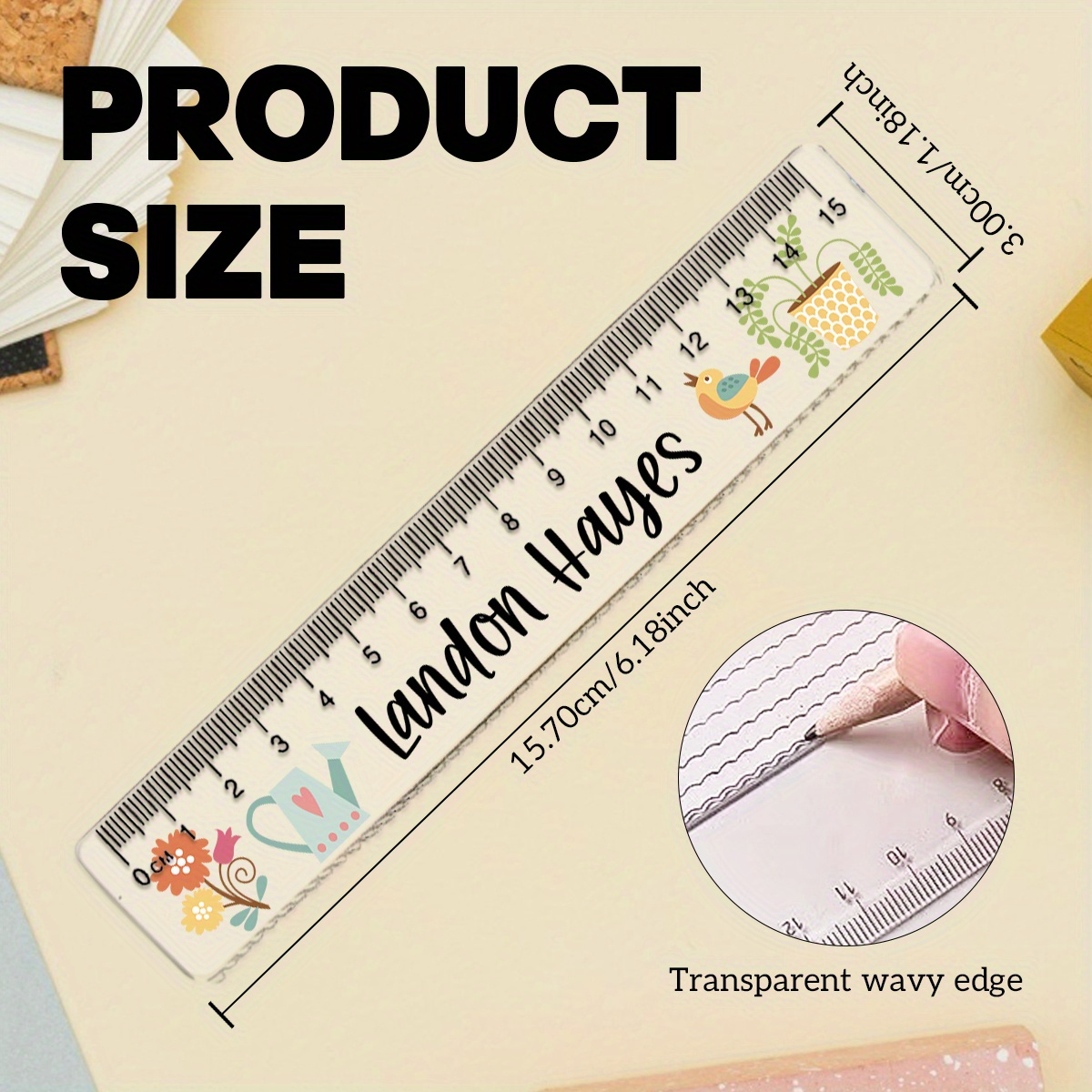 Personalized Plastic Ruler with Custom Name, Birthday Gift