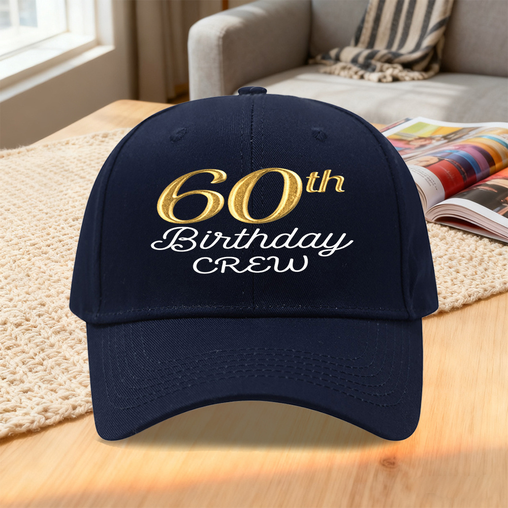 TEMU 1pc, Adjustable Baseball With "60th Birthday Crew" Print, Lightweight Printed Women's Hat, "birthday Party" Men's Sun Hat, Ideal Gift For