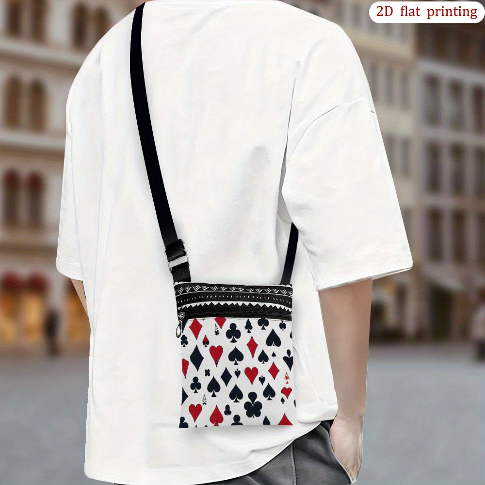 Image of 1pc [2d Flat Printing] Ace Heart Crossbody Bag For Everyday Use, Bright Designs, Sturdy And Convenient Small Gift For Celebrations, Ideal For Beach And Daily Tasks