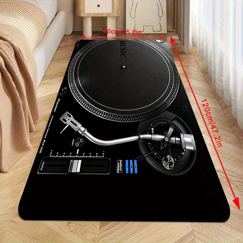TEMU Vinyl Record Player Suitable For Indoor/outdoor Use - Retro Turntable Design Floor Mat, Machine Washable Soft With Non-slip Backing, Durable