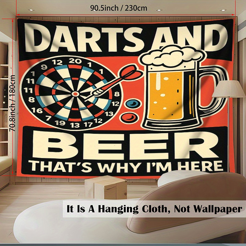 E-shop 2D Flach, Pub-Themen-Fotobox-Hintergrund mit Dartboard & Bierkrug-Requisiten - 39"x59" (70,8x90,5 cm) Partydeko für Hochzeiten, Geburtstage,
