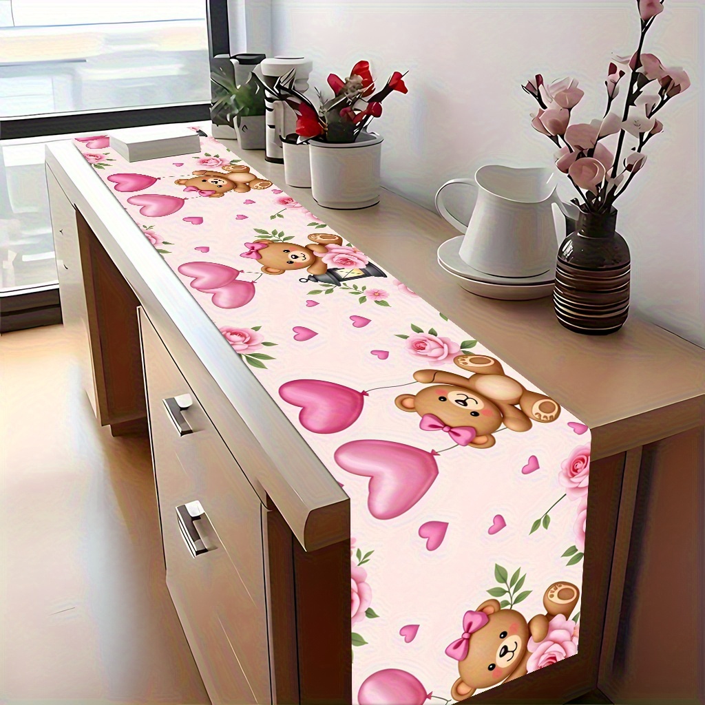 TEMU 2D Piatto 1 pezzo, un orsacchiotto con e su 1, Tovaglia decorativa e , fibra di poliestere morbida, facile da pulire, perfetta per tavolo da ,