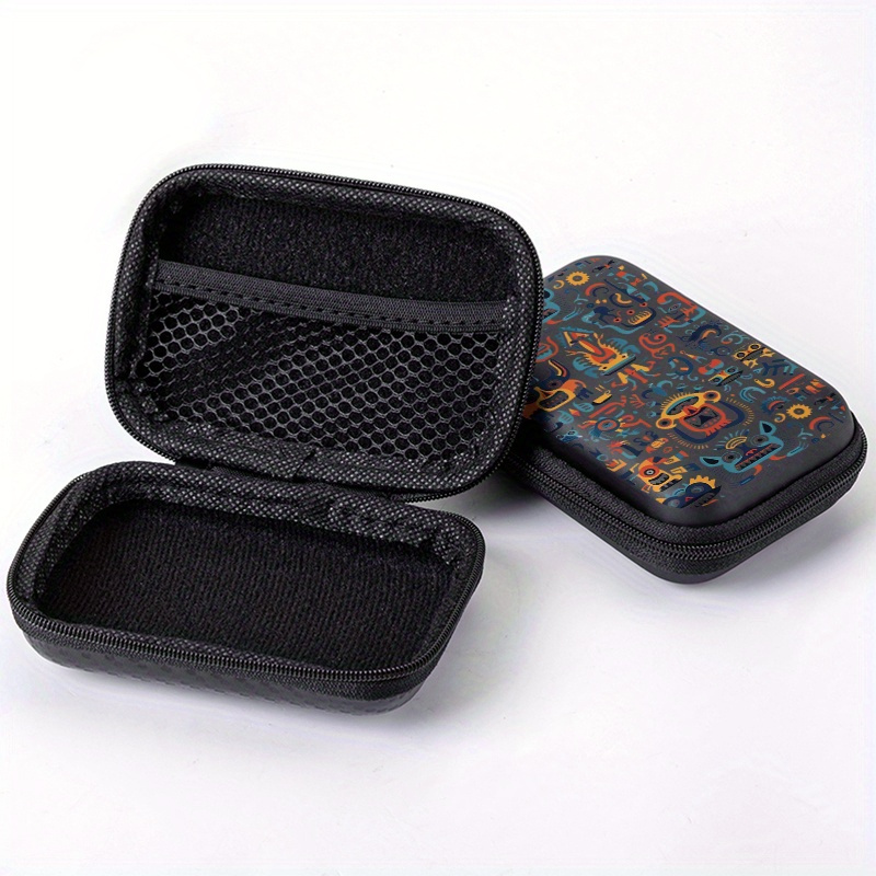 TEMU Multicolor Abstract Eva Hard-.3-inch Compact Storage Pouch - Durable Protective Travel Organizer With Anti-drop Zipper For Electronic