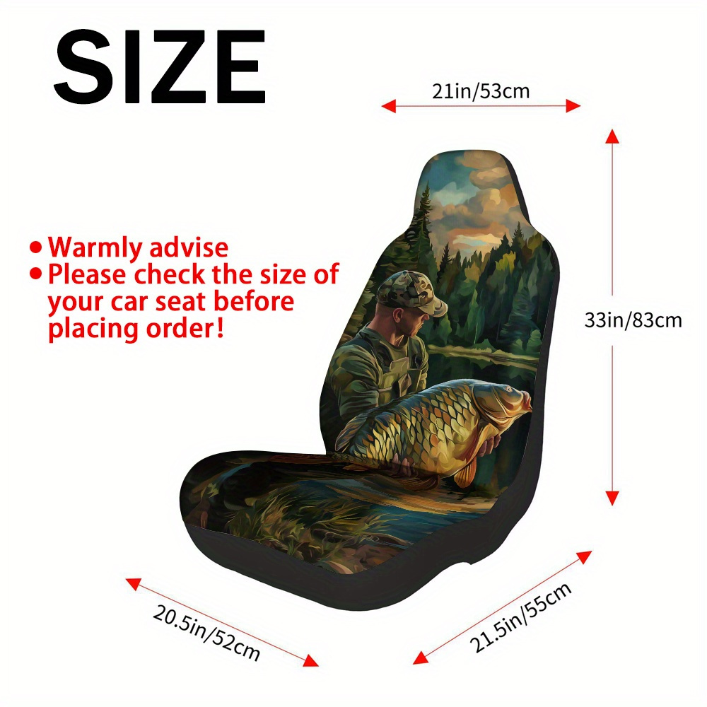 TEMU Set Of 2, Contemporary Fisherman And Design Car Seat Covers, Cozy And Suitable For , Compatible With Most Cars, Perfect For A Trendy Interior