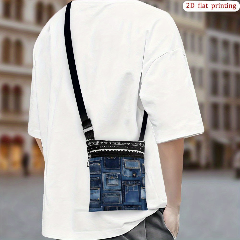 TEMU 1pc [2d Flat Printing] Pocket Button Style Crossbody Bag For Everyday Use, Assorted Colors Sturdy Fabric Small Favor Bag Gift For Birthday