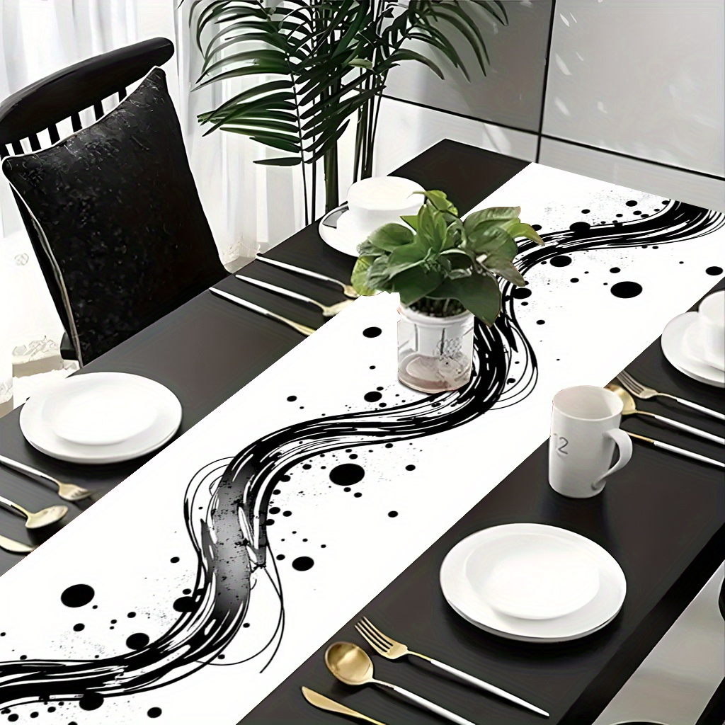 E-shop Tischdecken ., Abstrakte Linien, Strapazierfähige 100% Polyester Rechteckige Tischdecke für Feiertags-Partydekorationen, Feiertagsessen und