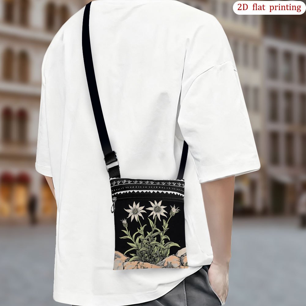 TEMU 1pc Rock Flower Bud Crossbody Bag With Adjustable Strap - Lightweight Small Phone Purse, Stylish 2d Flat Print Flower For Daily Commuting,