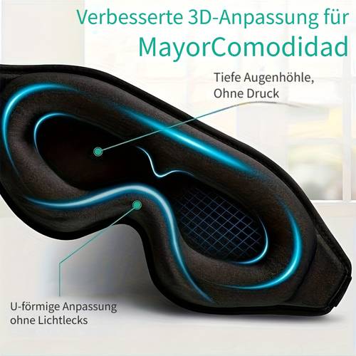. schlafmaske, 3d augenmaske mit tiefer kontur verstellbaren riemen für verschiedene kopfformen, universelle augenmaske für männer frauen zum lichtblockieren, 100 % lichtundurchlässige, weiche bequeme augenmaske für nachtschichten, reisen, yoga, nickerchen, schwarz, für schlafzimmer, reisen