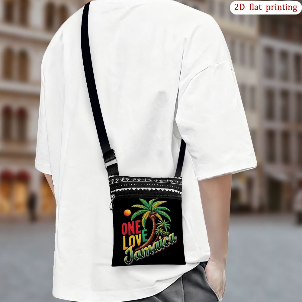 TEMU 1pc [2d Flat Printing] Jamaica Palm Sun Crossbody Bag Daily Use, Vibrant Design Stylish Lightweight Small Shoulder Bag Gift For Bachelor Party