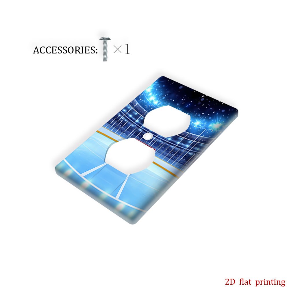 TEMU 1pc Plaque d'art de filet de but de hockey sur glace imprimée en 2D, couvercle de prise murale décoratif, idéal pour améliorer la décoration des