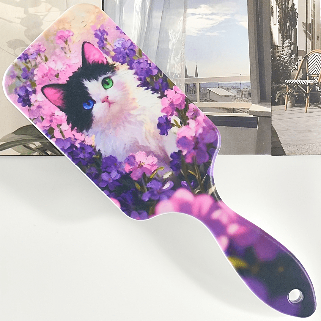 TEMU Kitten Pattern Air Cushion Comb, Scalp Massage Comb, Anti-static, Durable Abs Handle, Nylon Bristles, Suitable For All Hair Types, High-quality