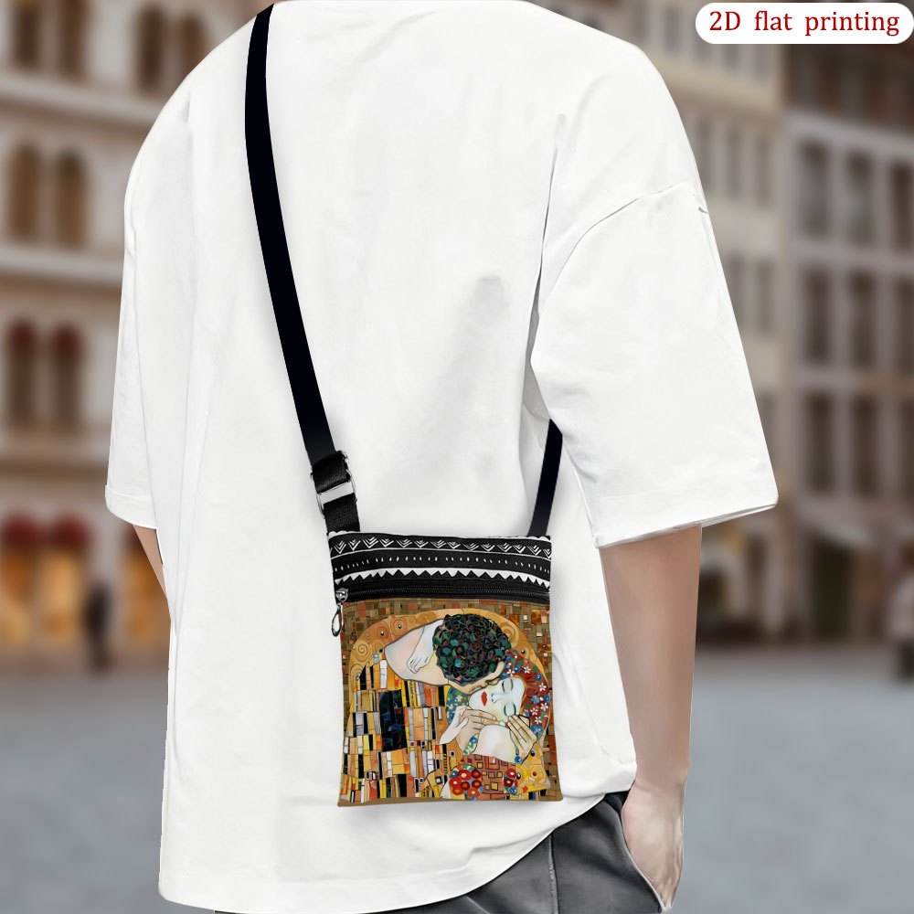 TEMU 1pc Bolso Bandolera Klimt - Estampado , Tela Duradera con Correa Ajustable, Diseño del Austriaco para, Regalo de Boda, Viajes a , Uso Diario