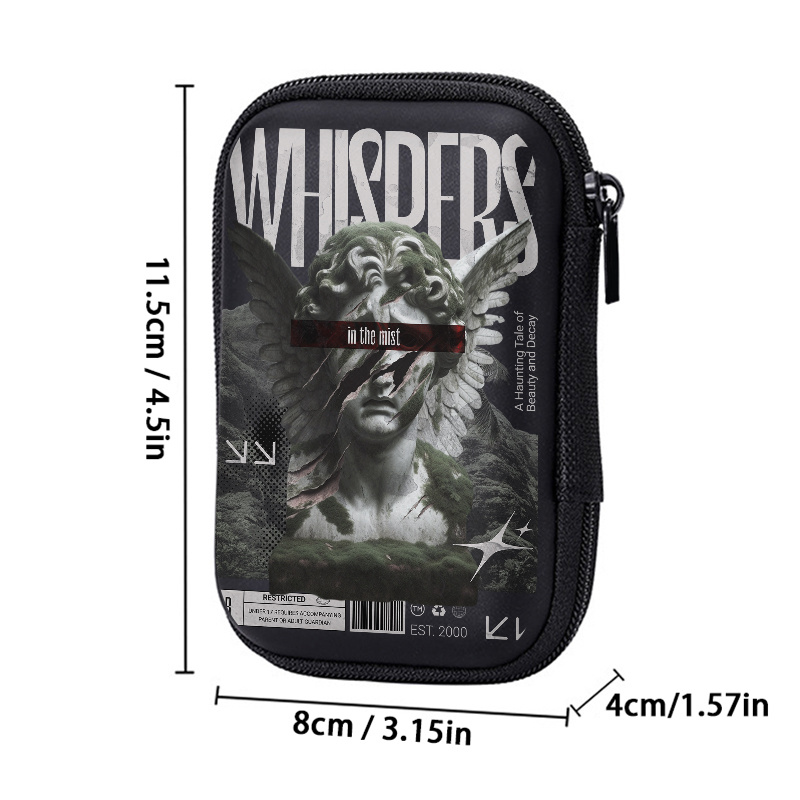 TEMU [stocking Stuffers] Broken Statue Print Eva Hard-.3-inch Compact Storage Bag With Wings - Durable Protective Travel Organizer For Electronics