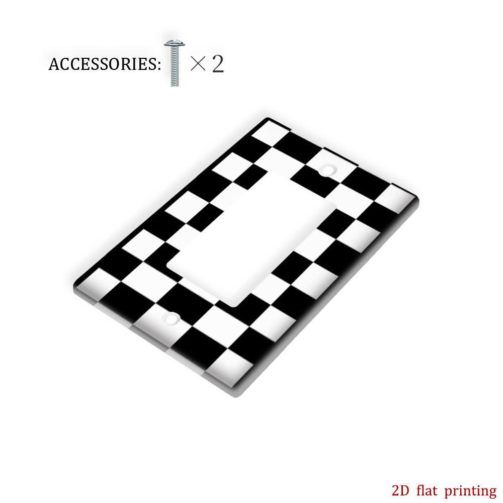 TEMU 1pc Plaque de Commutateur Décorative Adaptée aux Interrupteurs et Prises - Motif à Carreaux, Impression Plate, Facile à Nettoyer, Panneau Carré