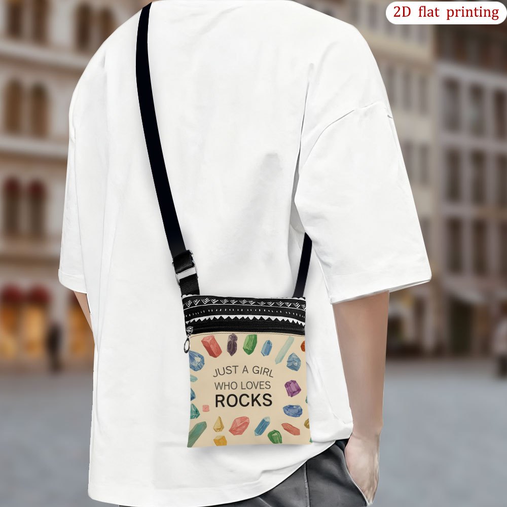 TEMU 1pc [2d Flat Printing] Crossbody Bag For Rock Lovers, Ideal For Daily Use, , Sturdy And Portable Small Gift Bags, Perfect For Small Business