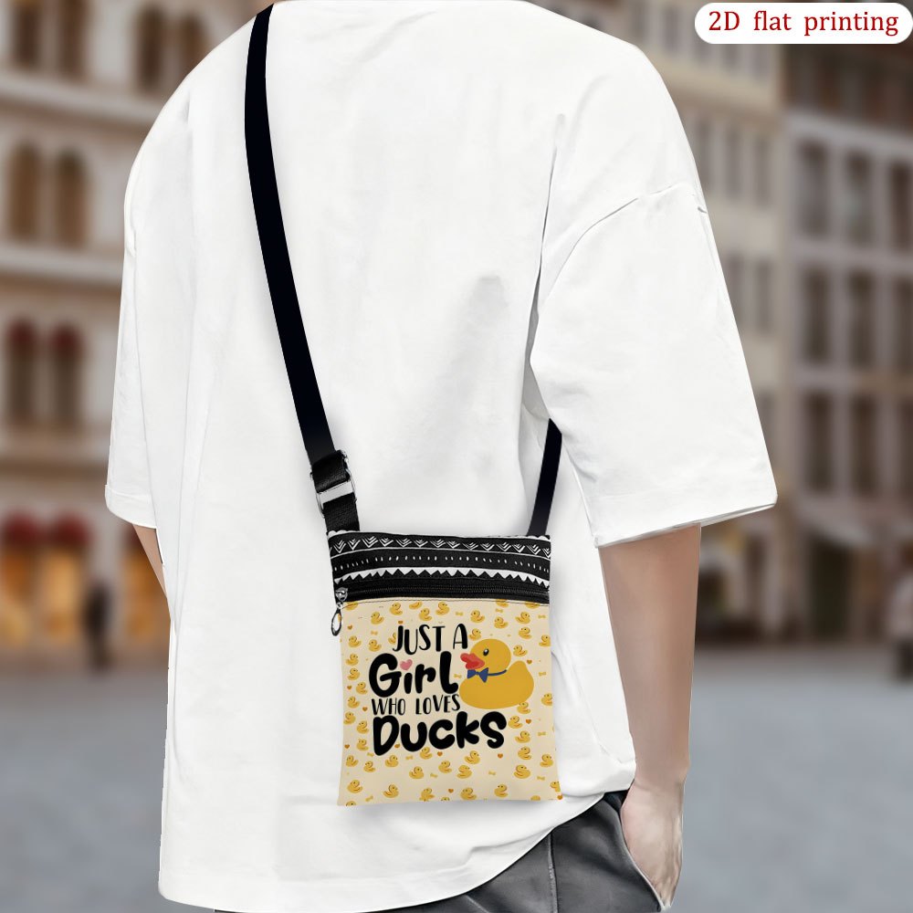 TEMU 1pc Just A Ducks Love Crossbody Bag - Cute With Duck Motif, Adjustable Strap & Portable Small Handbag For &, Durable For Beach Trips, Daily Use,