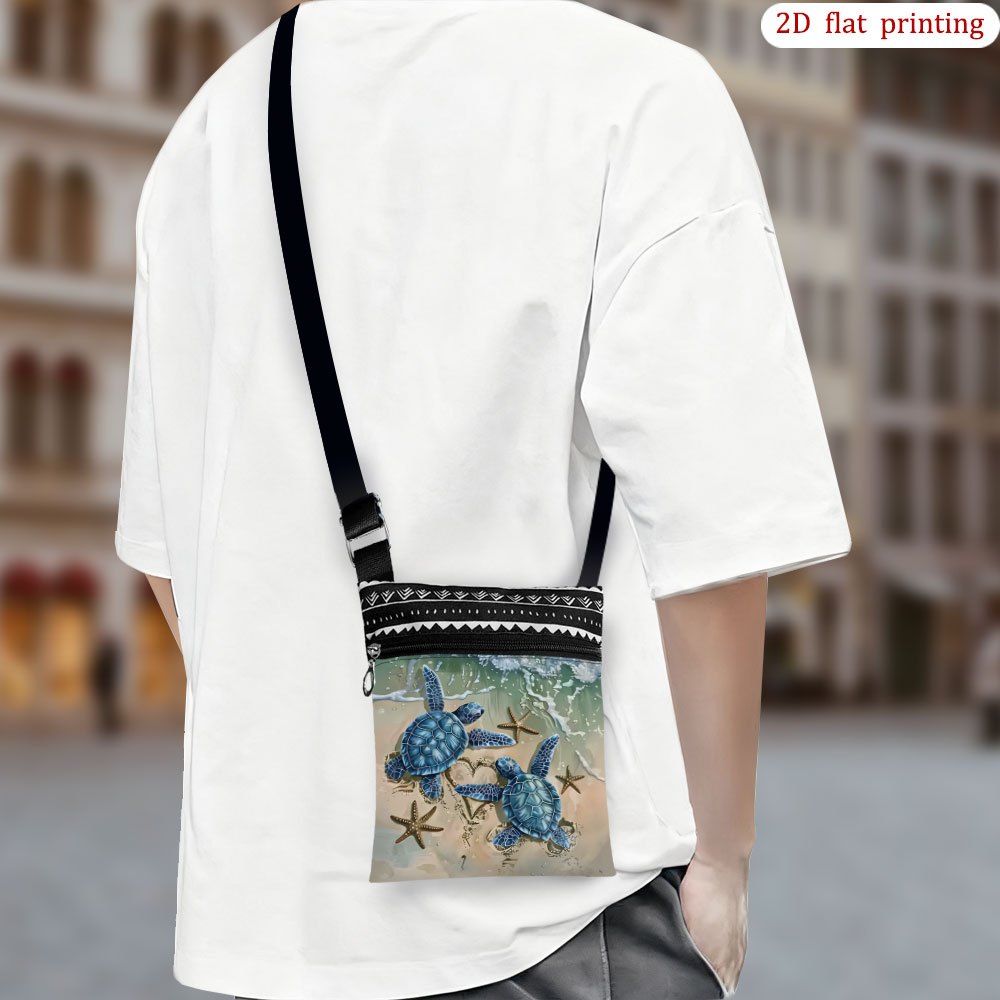 TEMU 1pc [2d Flat Printing] Sea Turtle Crossbody Bag For Everyday Use, Colorful Designs, Fashionable Lightweight Small Gift Bags Ideal For Weddings,