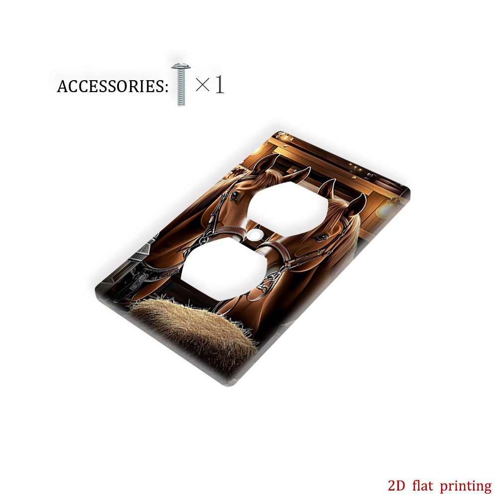 TEMU 1pc [Impression Plate 2D] Cache-Prise Électricité Écurie Cheval, Plaque Murale pour Cuisine, Bureau à Domicile, Chambre