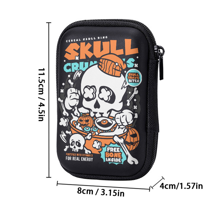 TEMU Cartoon Cereal Print Eva Hard-.3-inch Compact Storage Bag - A Durable Protective Travel Pouch For Electronic Additions, Headphones, Hard Drives,