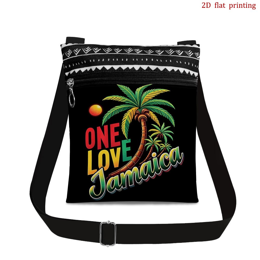 TEMU 1pc Jamaica Palm Sun Crossbody Bag Vibrant Design, Stylish Lightweight Small Shoulder Bag, Suitable For Travel, Camping, Everyday Use, Adjustable Strap, Hand Wash Only