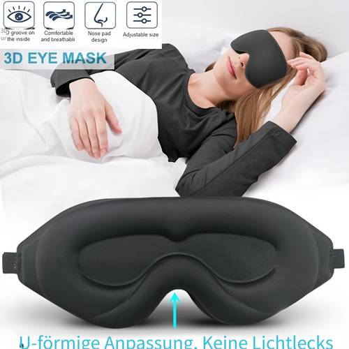 . schlafmaske, 3d augenmaske mit tiefer kontur verstellbaren riemen für verschiedene kopfformen, universelle augenmaske für männer frauen zum lichtblockieren, 100 % lichtundurchlässige, weiche bequeme augenmaske für nachtschichten, reisen, yoga, nickerchen, schwarz, für schlafzimmer, reisen