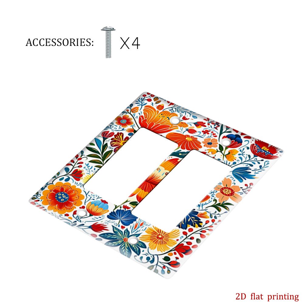 TEMU 1pc Plaque de couvercle de commutateur à motif floral imprimé plat 2D, convient pour décorer , les de bains et les cuisines, avec un design