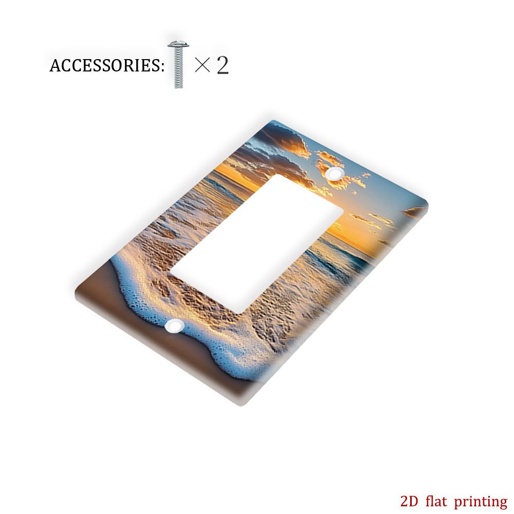 TEMU 1pc [Impression Plate 2D] Cache-prise mural Plage Océan, Plaque de murale de prise, Convient pour , à domicile et à coucher