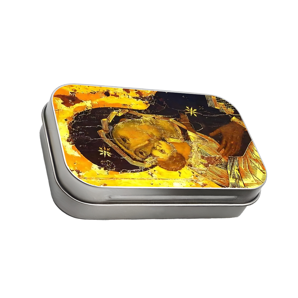 TEMU 1pc Square Metal Tin Box With Vintage Religious | Iron Material, Closure, Small Storage Container For Jewelry, Trinkets, Keepsakes, Ideal For