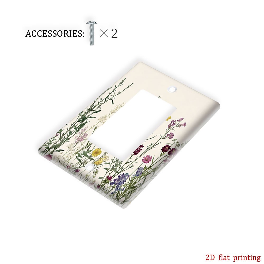 TEMU 1pc Switch Plate Cover - Decorative 2 Printed Outlet Cover, Compatible For Outlets/switches, Wall Panel For Bathroom, Kitchen, Bedroom, Office -