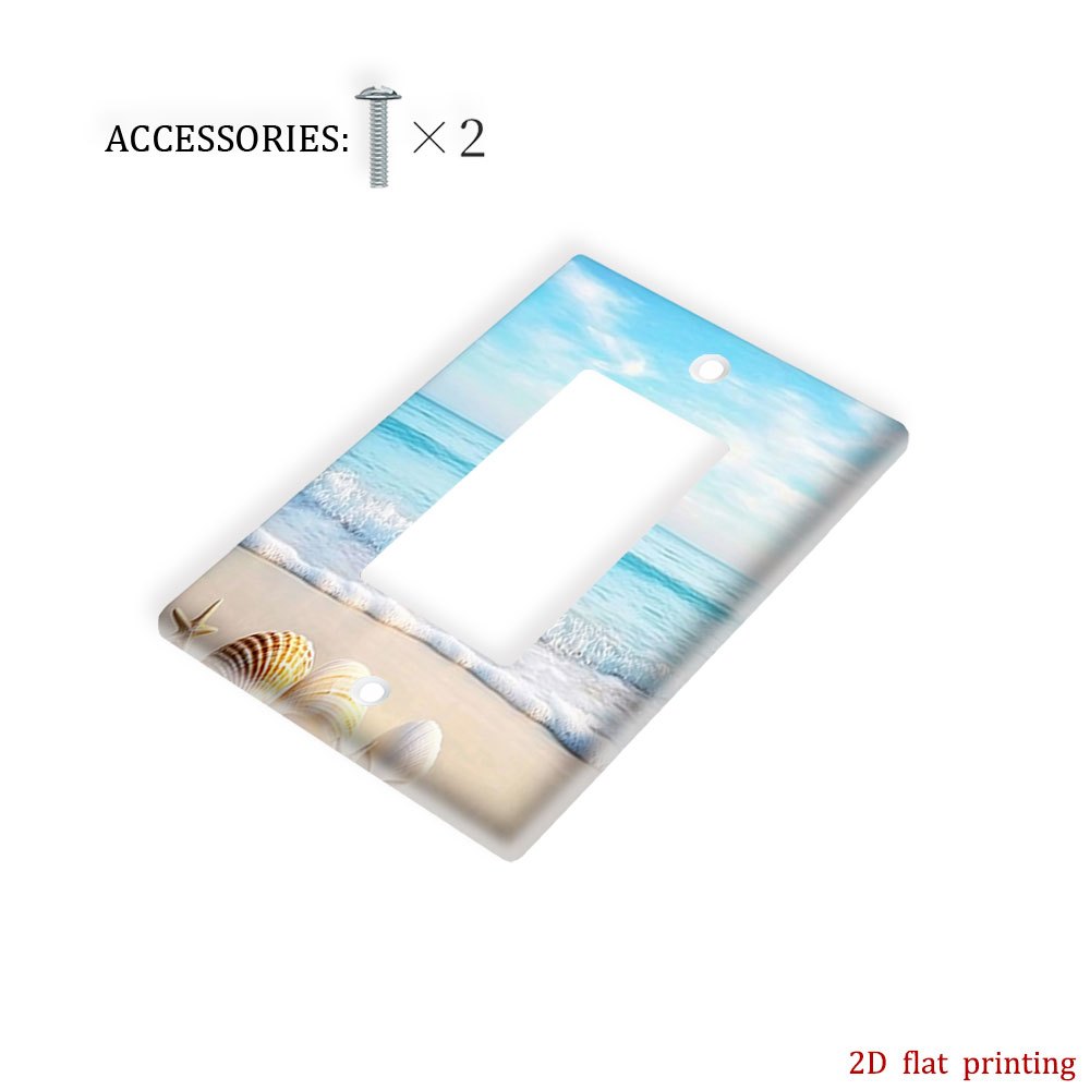 TEMU 1pc [2d Flat Printing] Unique Decorative Light Switch Cover Plate Featuring A Seashell And Starfish , Enhances Rustic Any Room, Suitable For