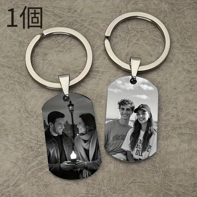 E-shop 1 Stück KEFU TAOYI personalisierter Foto/Text Gravur-Schlüsselanhänger - Individueller Foto & Text Metallschlüsselring, langlebiges Geschenk für