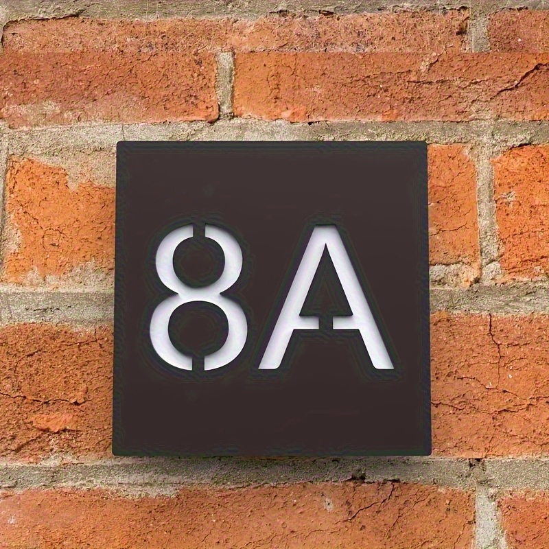 TEMU 1pc Modern Laser-cut Acrylic House Number Plate With Custom Name & Number - Relief Door Sign, Polished Wall-mounted Address Plaque Suitable For