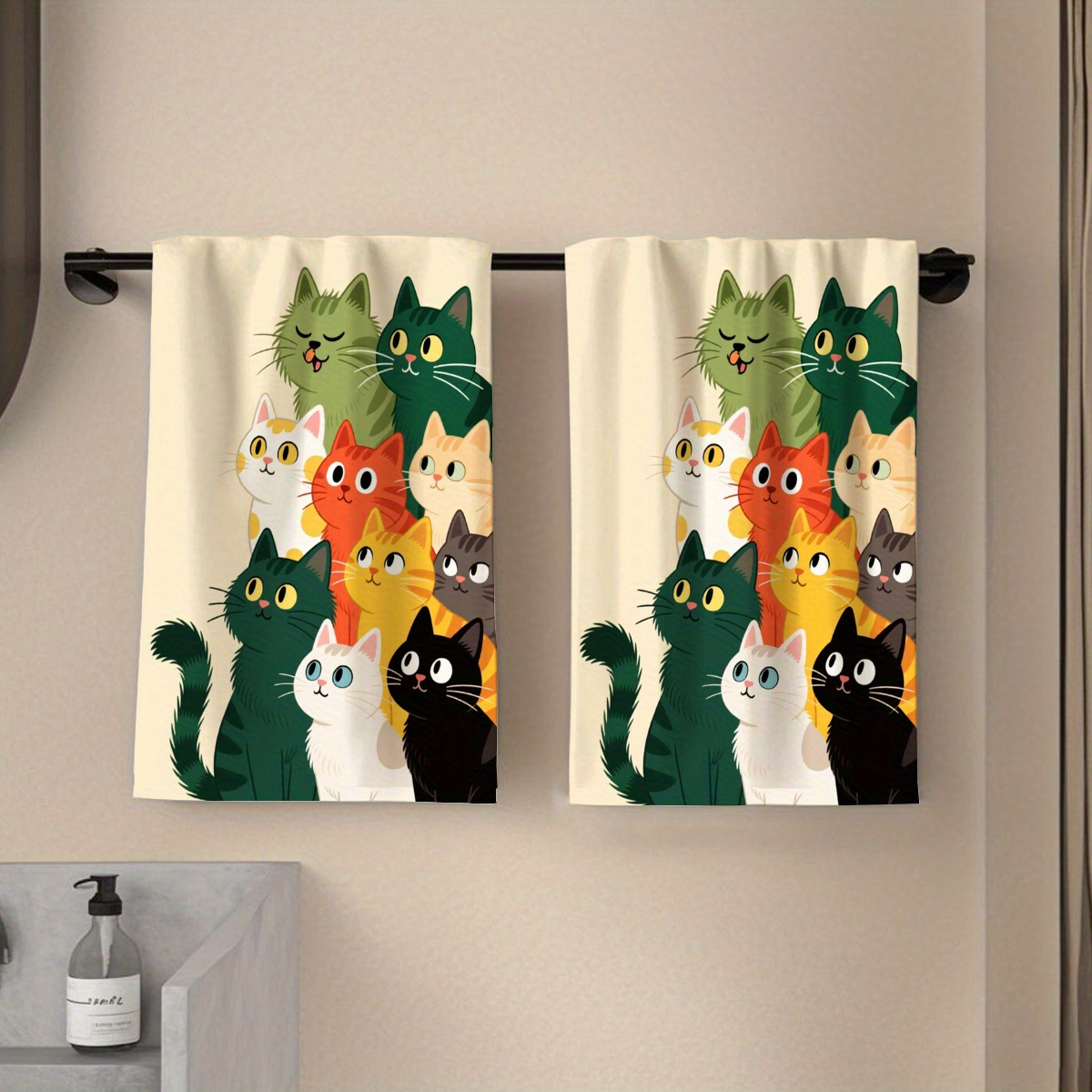 TEMU 2pcs Kitchen Towels, Cartoon Cat Design. Soft, Comfortable, Durable, Suitable For Kitchen