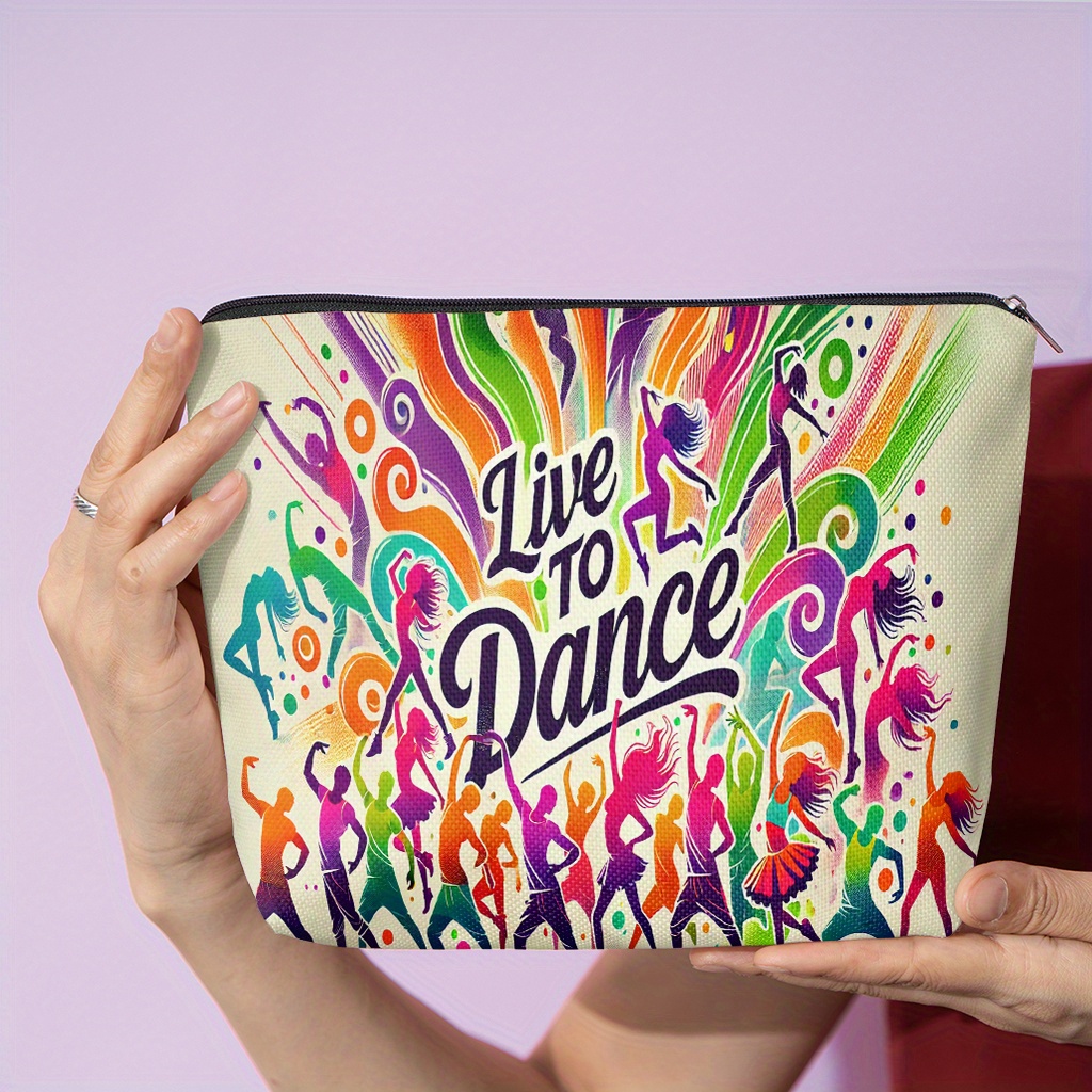 E-shop 1 Stück Damen Tanz-Motiv Kosmetiktasche mit Ballett- & Choreografie-Muster - Doppelseitig, Vielseitige Reise-Clutch, Toiletten-Organizer,