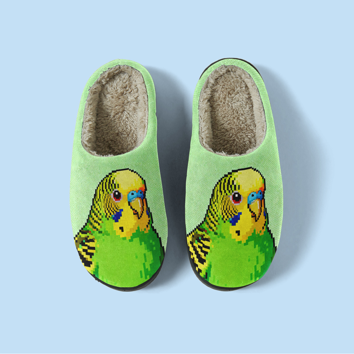 TEMU 1 Pair Of Unisex Autumn And Winter Home Shoes, Indoor Slippers, Printed With A Budgerigar Pattern, With An Easy-to-wear Design And Plush Lining,
