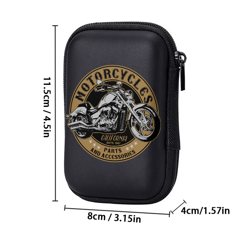 TEMU Retro-style Fashionable Printed Eva Hard- 4.3-inch Compact Storage Bag - A Durable Protective Travel Pouch For Electronic Additions, Headphones,