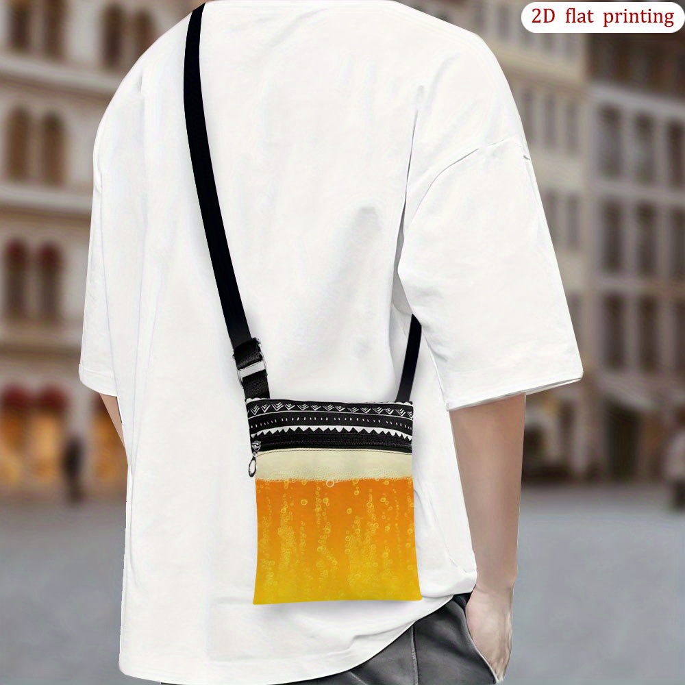TEMU 1pc [2d Flat Printing] Crossbody Bag With Beer Foam Bubbles Design, Ideal For Daily Use, Lightweight And Reusable Small Phone Bag, Perfect Gift