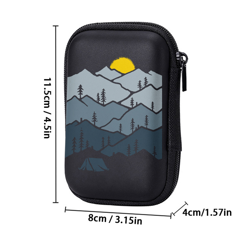 E-shop Kompakte Aufbewahrungstasche mit EVA-Hartkante 4,3-Zoll-Druck „Bergsonnenuntergang Zelt“ – Strapazierfähige, sturzsichere Reise-Organizer-Tasche