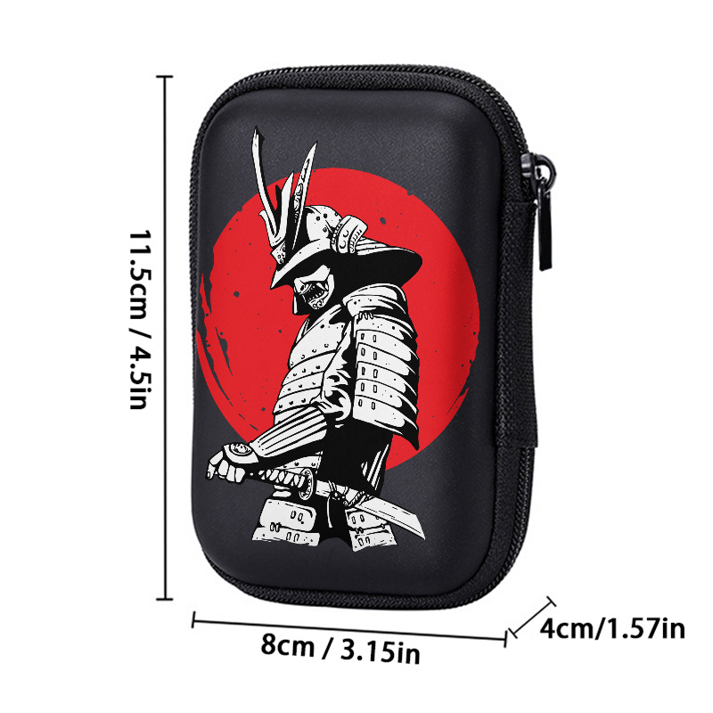 TEMU [Regali di Natale] Borsa di stoccaggio compatta da 4,3 pollici con bordi rigidi in EVA stampata con giapponesi con spada - Organizer da viaggio