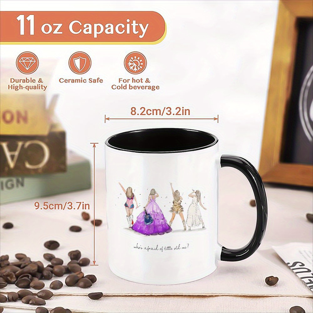 1pc 11oz durable ceramic mug with ts stage outfits illustration design dishwasher and microwave safe ideal for home office party use trendy music inspired coffee mug unique gift for ts fans 2