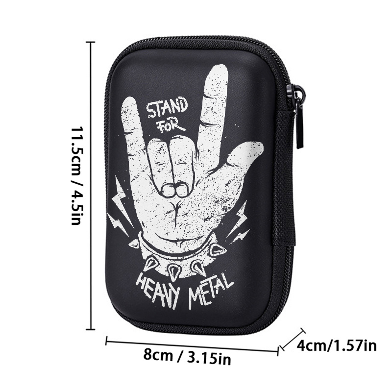 TEMU [stocking Stuffers] Hand Gesture With English Print Eva 4.3-inch Compact Storage Pouch - Durable Protective Travel Organizer Bag With Drop-proof