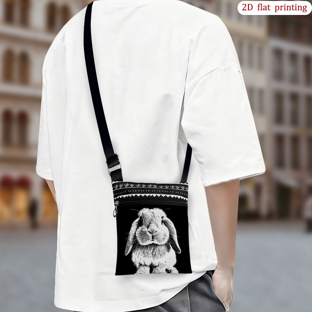 TEMU . [2D-Flachdruck] Hasen Große Ohren Kaninchen Umhängetasche für den täglichen Gebrauch, lebendige Muster, lässige kleine Geschenktüten, Geschenk