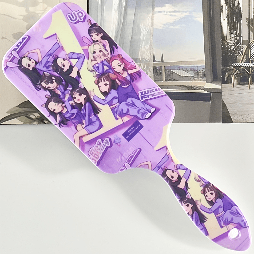 TEMU K- Patterned Air Cushion Brush, Kpop Style Scalp Massaging Brush, Anti-static, Durable Abs Handle, Suitable For All Hair Types With Nylon Bristles, High-quality Air Cushion Brush