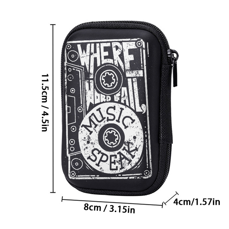 TEMU [stocking Stuffers] Text-printed Cassette Tape Design Eva 4.3-inch Compact Storage Pouch - Durable Protective Travel Organizer Bag With