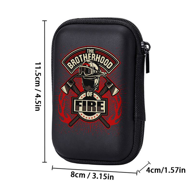 TEMU Bolsa de almacenamiento de 4.3 pulgadas con borde rígido EVA con estampado del la de bomberos - una funda de viaje protectora duradera para