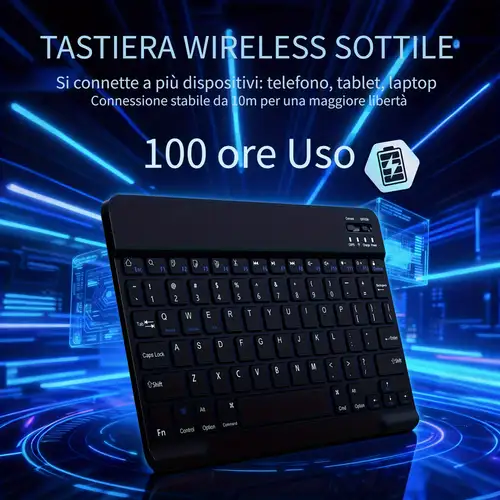Tastiera Wireless Pieghevole con Touchpad BK06 - Nera Tastiera Wireless Pieghevole con Touchpad BK06 - Nera