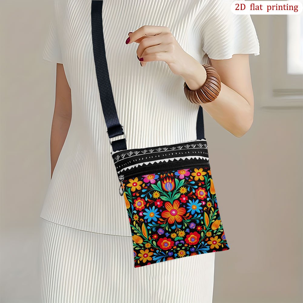 TEMU 1pc [Impression Plate 2D] Sac Bandoulière Fleur Colorée Feuille Pétale pour Usage , Design Lumineux Réutilisable Petit Léger Idéal pour Mariages