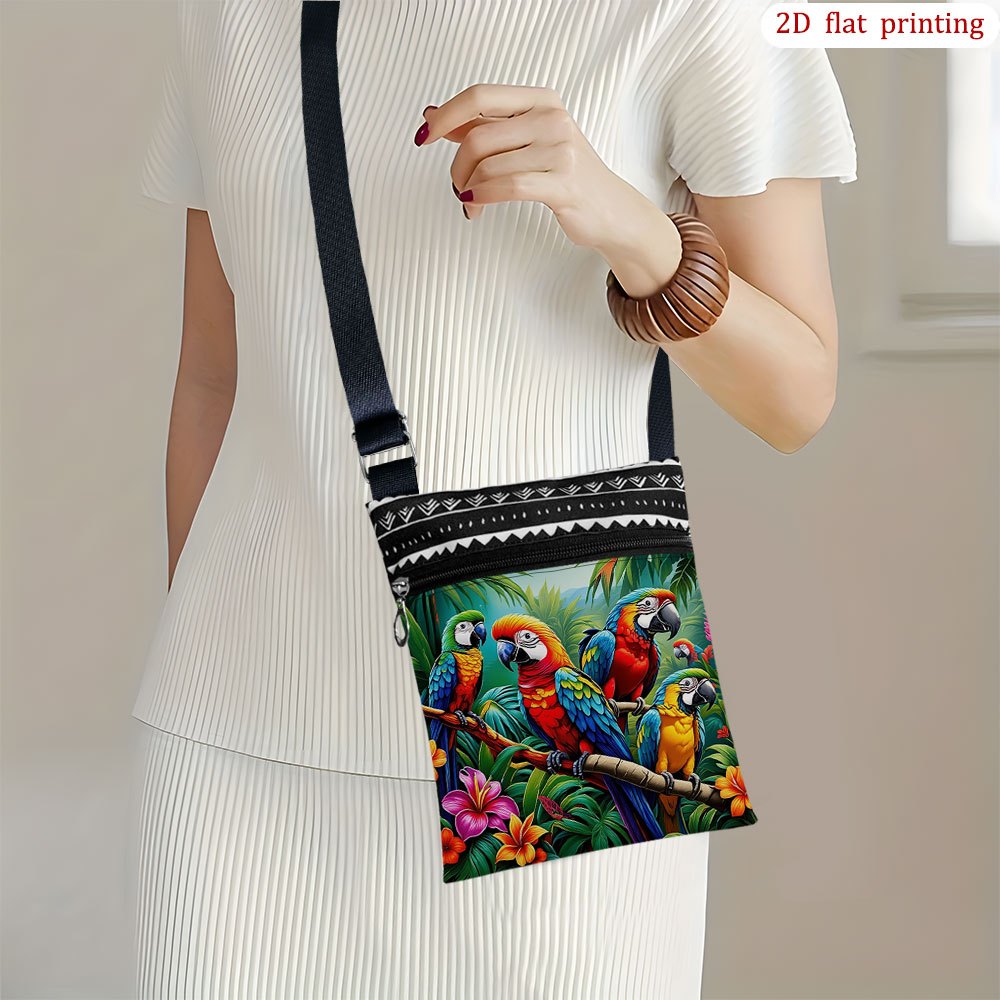 TEMU 1pc [2d Flat Printing] Flower Sky Palm Crossbody Bag For Daily Use, Featuring A With Sturdy Fabric, Ideal As Small Gift Bags For Birthday