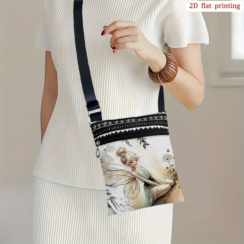 TEMU 1pc [2d Flat Printing] Fairy Flower Wing Hair Dress Crossbody Bag For Daily Use, Assorted Colors Reusable Lightweight Small Phone Bag Gift For