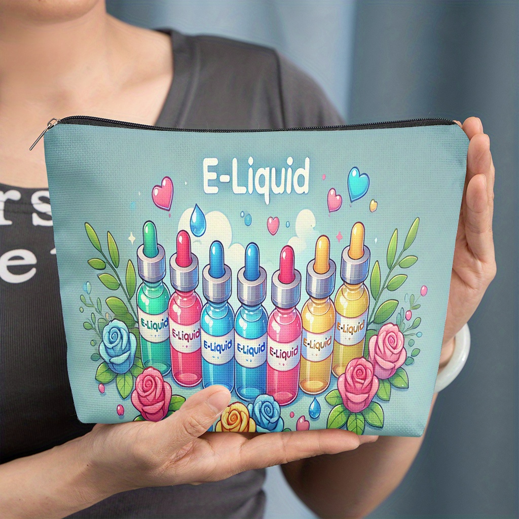 TEMU 1pc, Colorful E Liquid Display, Cosmetic Bags With Beautiful Designs, Makeup Tool Boxes, Unisex Adult Gifts, Safety Zipper Bags, Toiletry Bags,